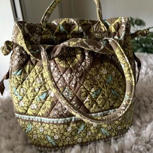Brown Quilted Tote Bag Vera Bradley Retired print